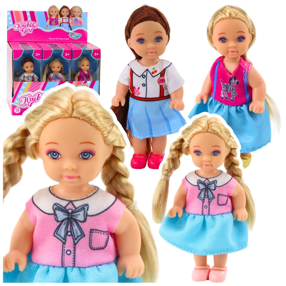 LEAN TOYS mini punčka Kaibibi, 12 cm, dolgi lasje, pisana obleka 2