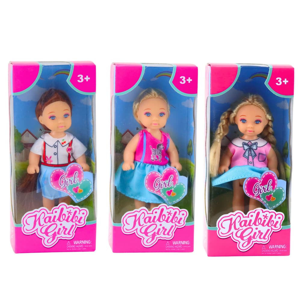 LEAN TOYS mini punčka Kaibibi, 12 cm, dolgi lasje, pisana obleka 7