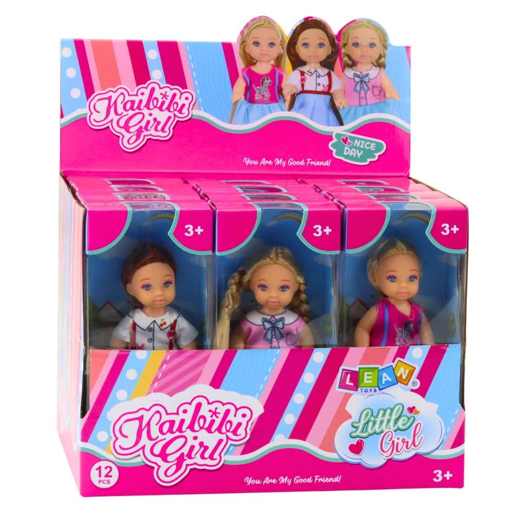 LEAN TOYS mini punčka Kaibibi, 12 cm, dolgi lasje, pisana obleka 8