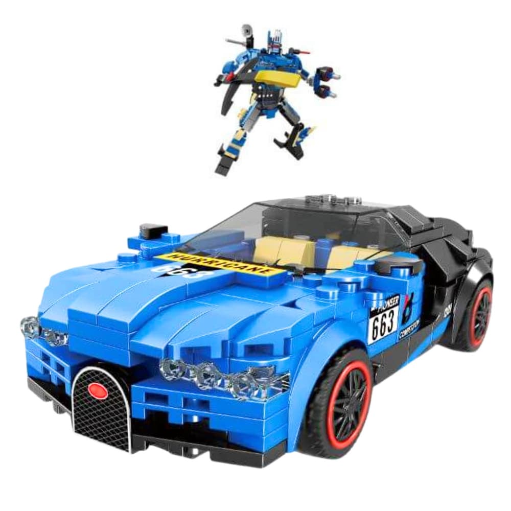LEAN TOYS Gradbeni bloki Robot Avto 2v1 Hurricane, modri, 328 el. 2