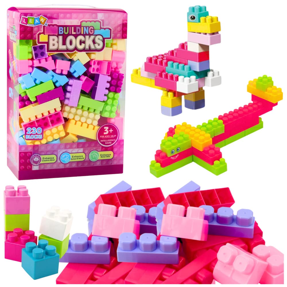 LEAN TOYS Veliki gradbeni klocki v škatli, izobraževalne, pisane, 230 kosov