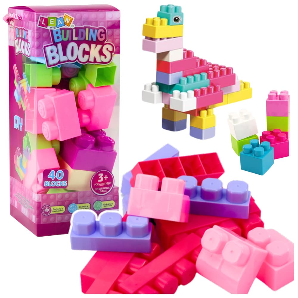 LEAN TOYS Gradbeni klocki v škatli, pisani, 40 kosov