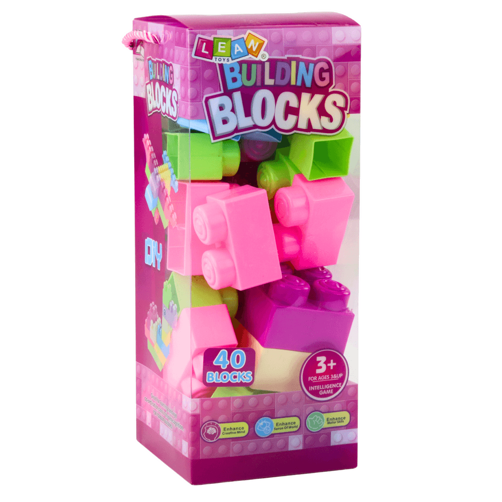 LEAN TOYS Gradbeni klocki v škatli, pisani, 40 kosov 3