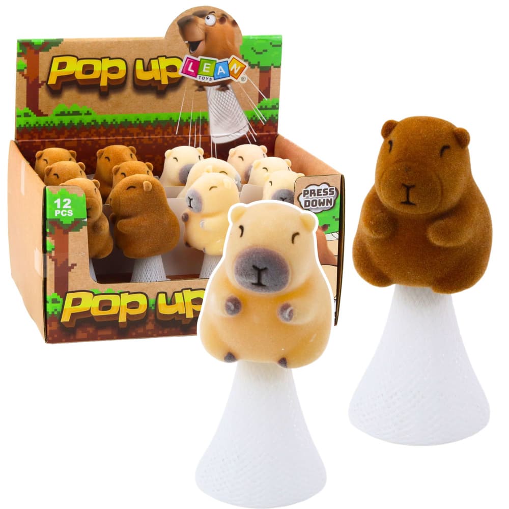 Skočljiva kapibara na vzmeti Pop Up 10cm, Lean Toys