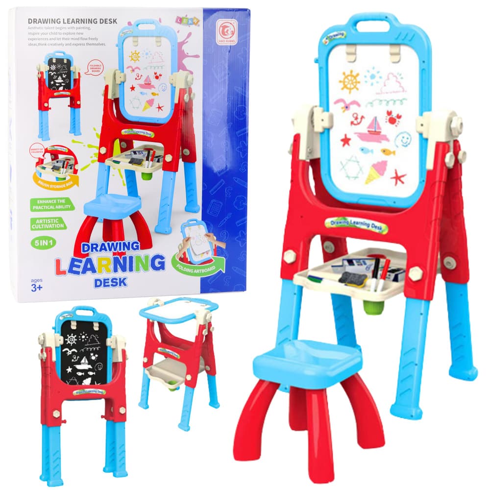 LEAN TOYS Edukacijska tabla 5v1 z dodatki, modra