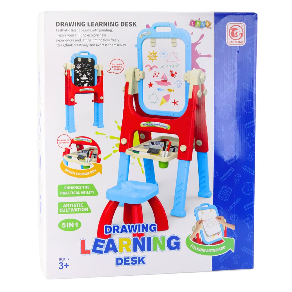 LEAN TOYS Edukacijska tabla 5v1 z dodatki, modra 4