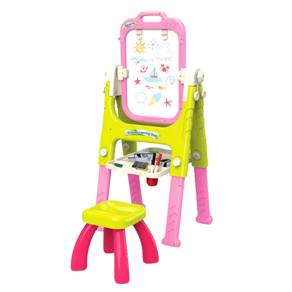LEAN TOYS Edukacijska tabla 5v1 z dodatki, roza 2