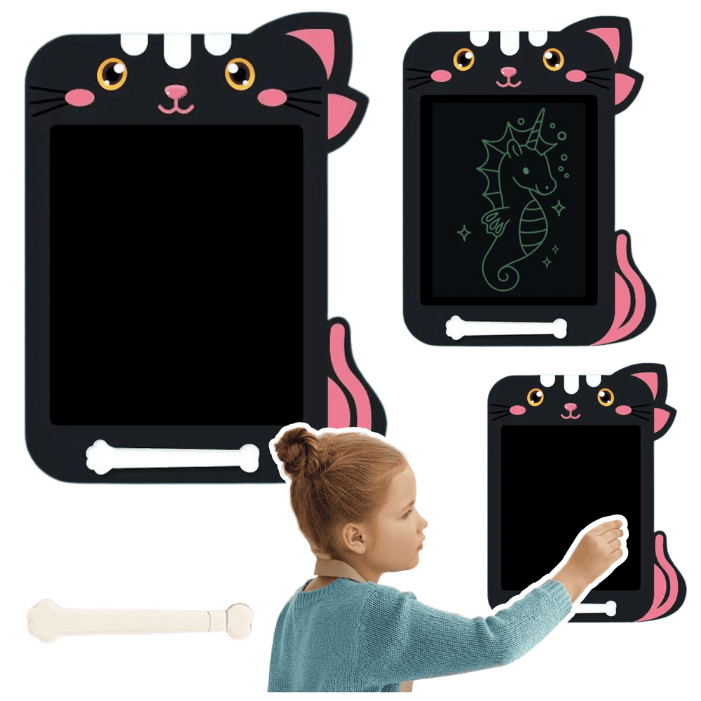 LEAN TOYS Znikopis - Grafična tablica LCD, mačka, črna