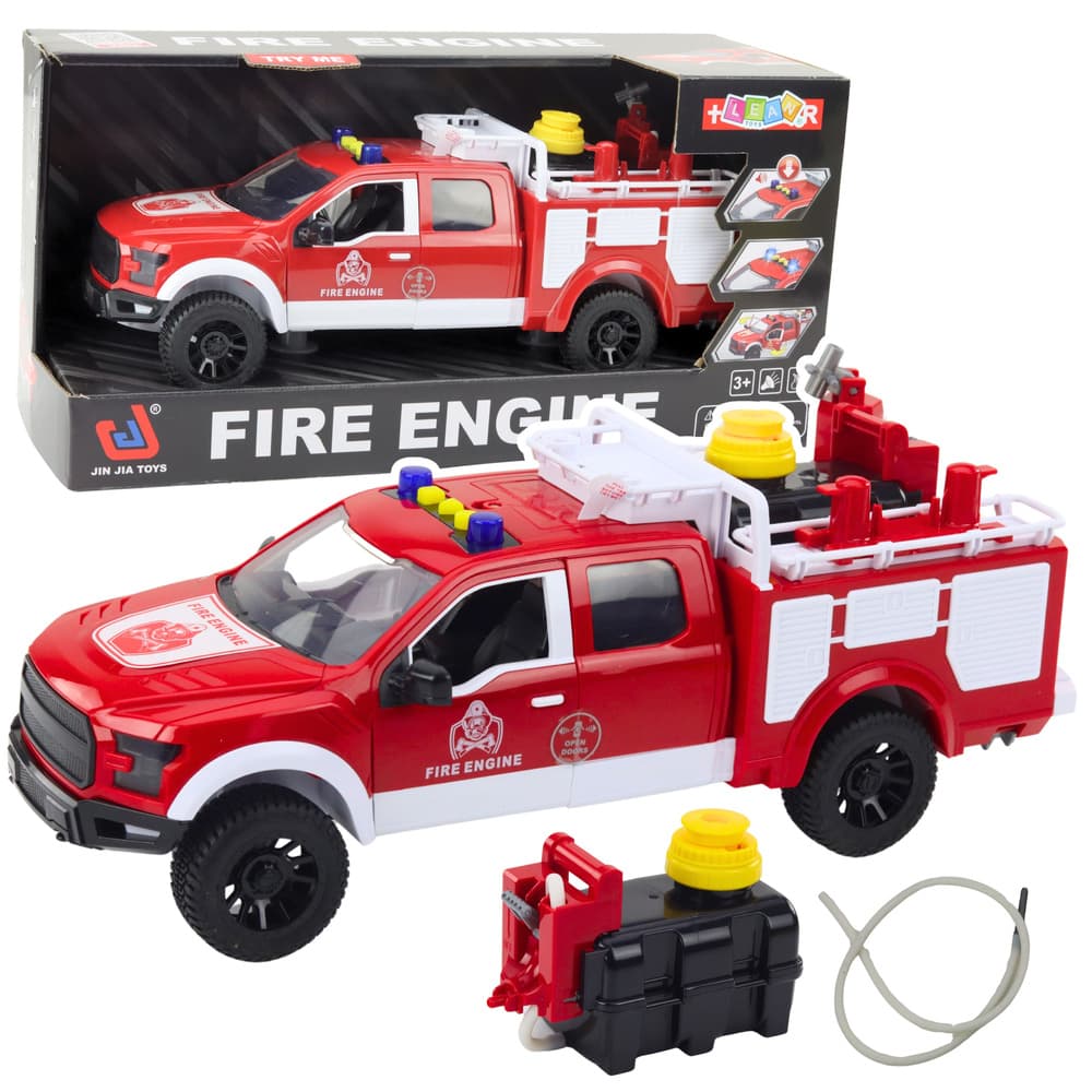 LEAN TOYS Gasilni avto z vodo, lučmi in zvoki, belo-rdeč, 1:12