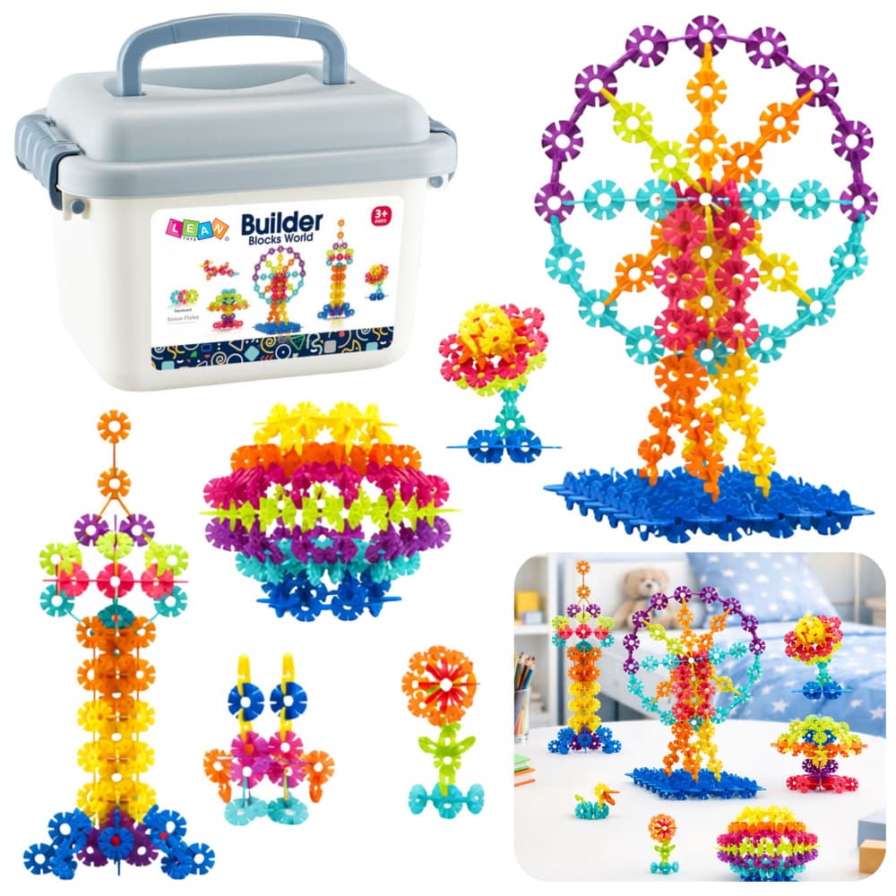LEAN TOYS Konstrukcijski seti – Snežinke v kovčku (140 kos.)