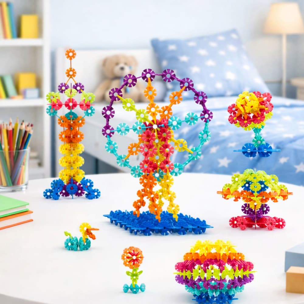 LEAN TOYS Konstrukcijski seti – Snežinke v kovčku (140 kos.) 3
