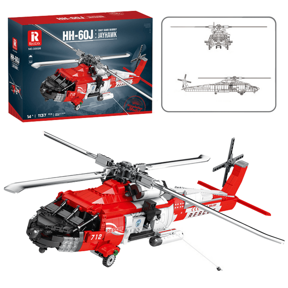 LEAN TOYS Gradbeni bloki - Reševalni helikopter HH-60J Jayhawk 1137 el.
