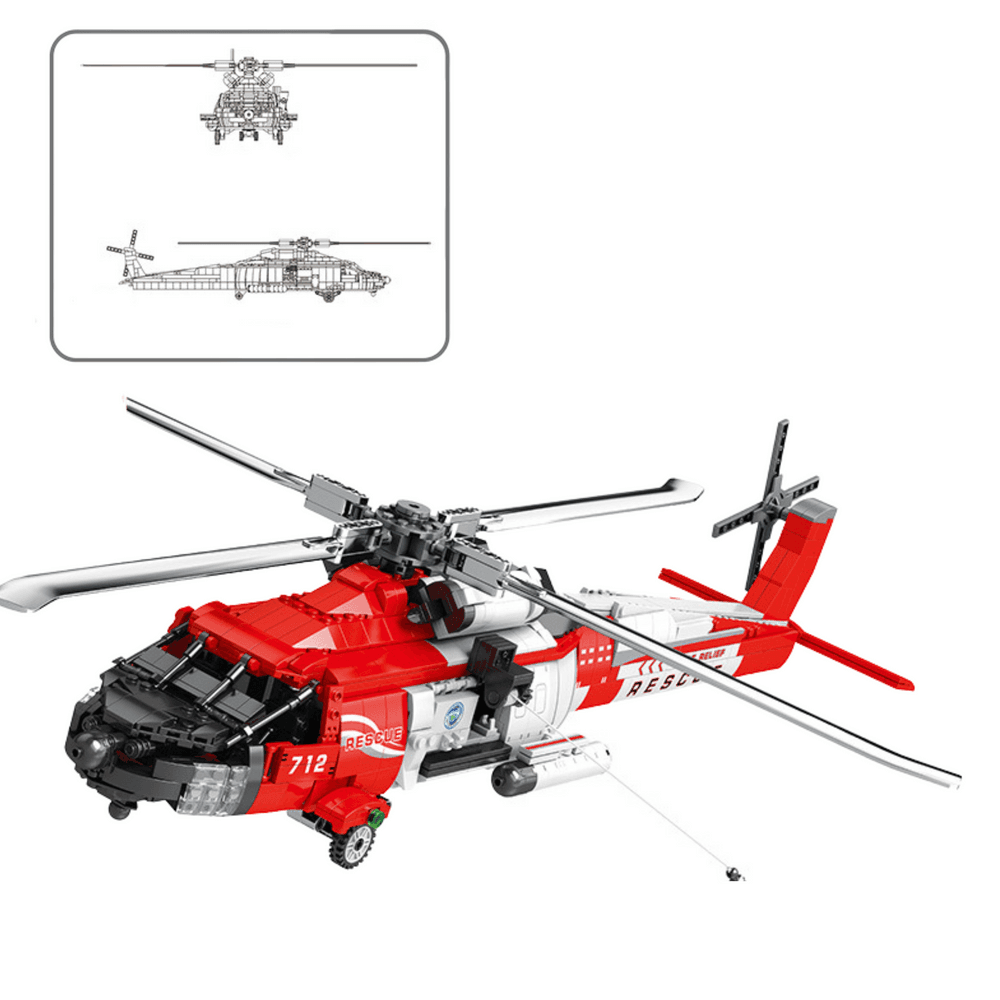 LEAN TOYS Gradbeni bloki - Reševalni helikopter HH-60J Jayhawk 1137 el. 2