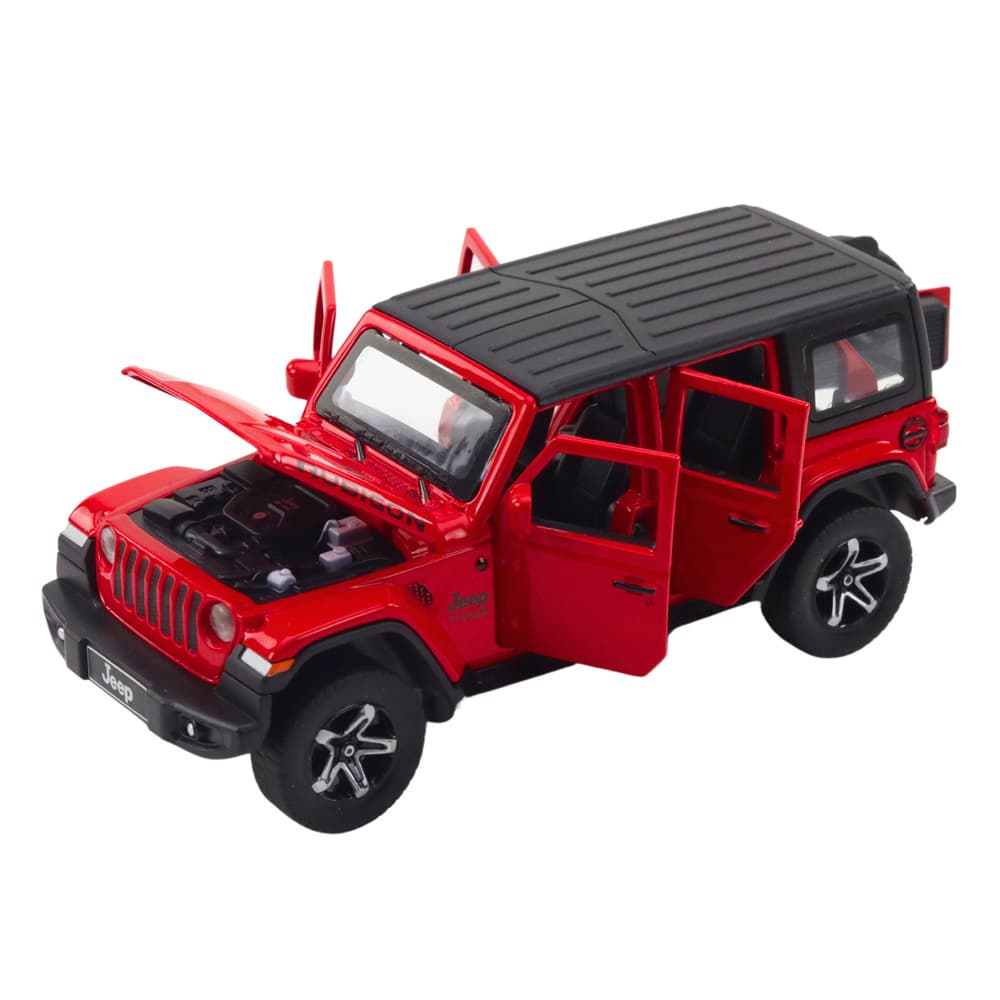 LEAN TOYS Terensko vozilo s kamperjem, kovinski, pogon, luči, zvoki, rdeč 1:32 2