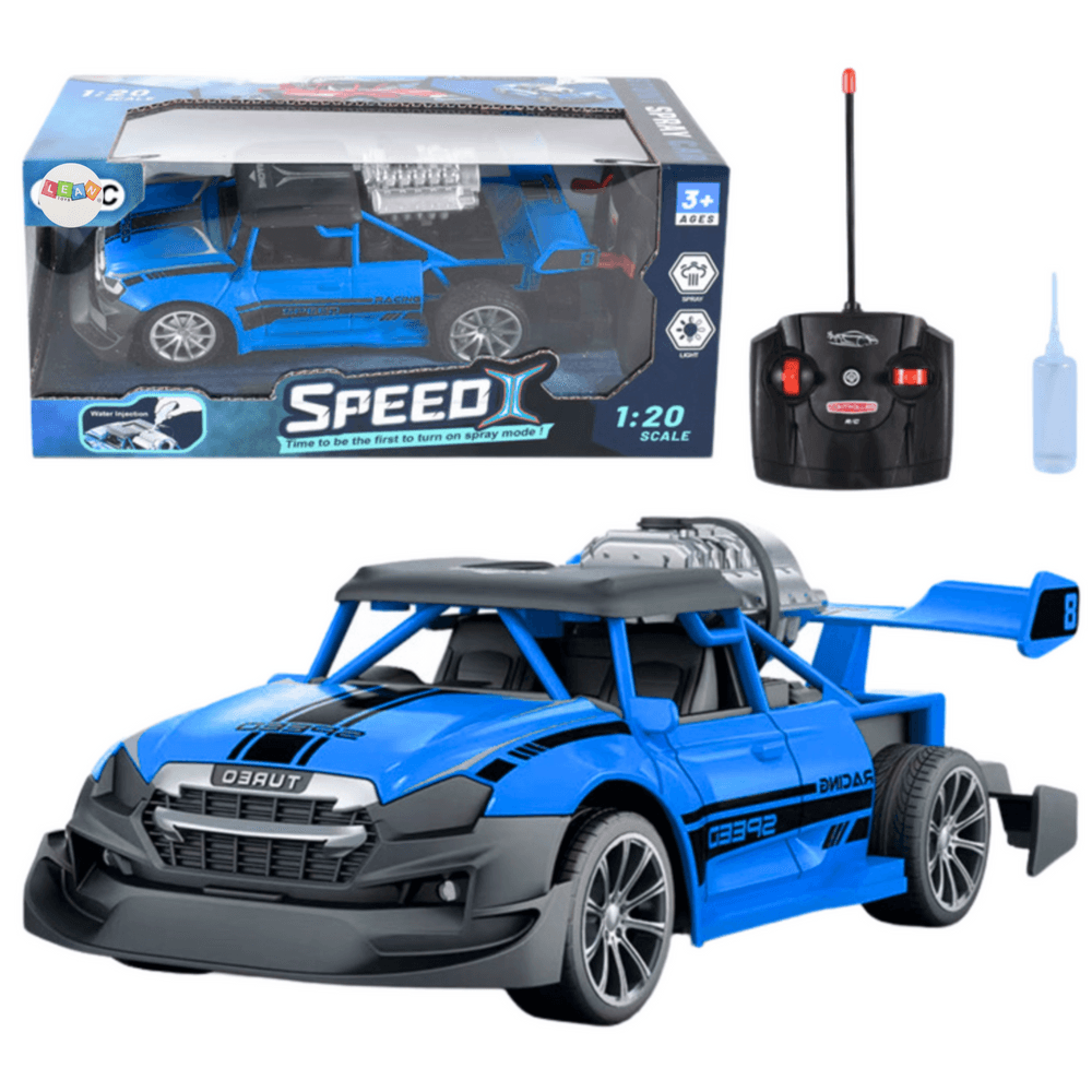 LEAN TOYS RC avto z dimnim efektom, luči, moder 1:20