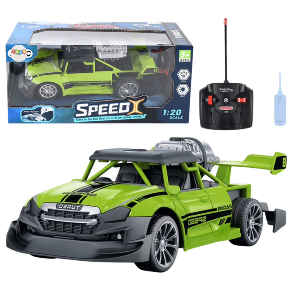 LEAN TOYS RC avto z dimnim efektom, luči, zelen 1:20