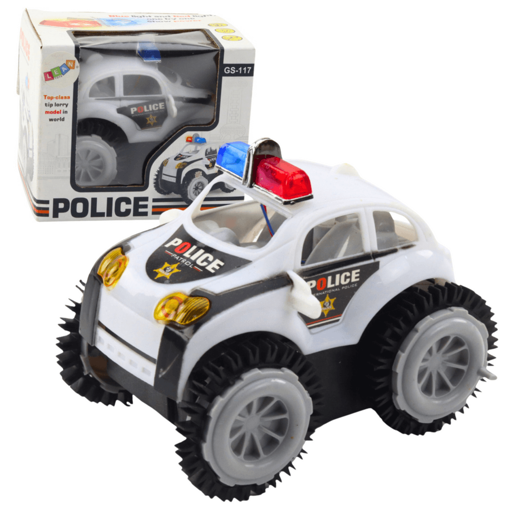 LEAN TOYS Policijsko vozilo - prevratnik, senzor ovir, 360°, luči, zvoki, belo