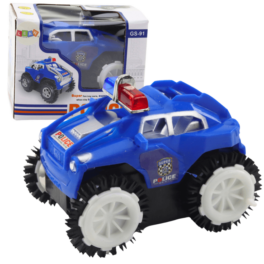 LEAN TOYS Policijsko vozilo - prevratnik, senzor ovir, 360°, luči, zvoki, modro