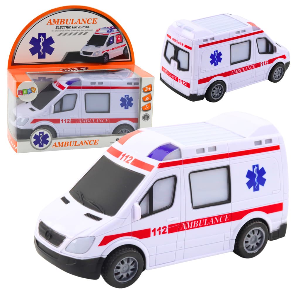 LEAN TOYS Reševalno vozilo na baterije, luči, zvoki, belo