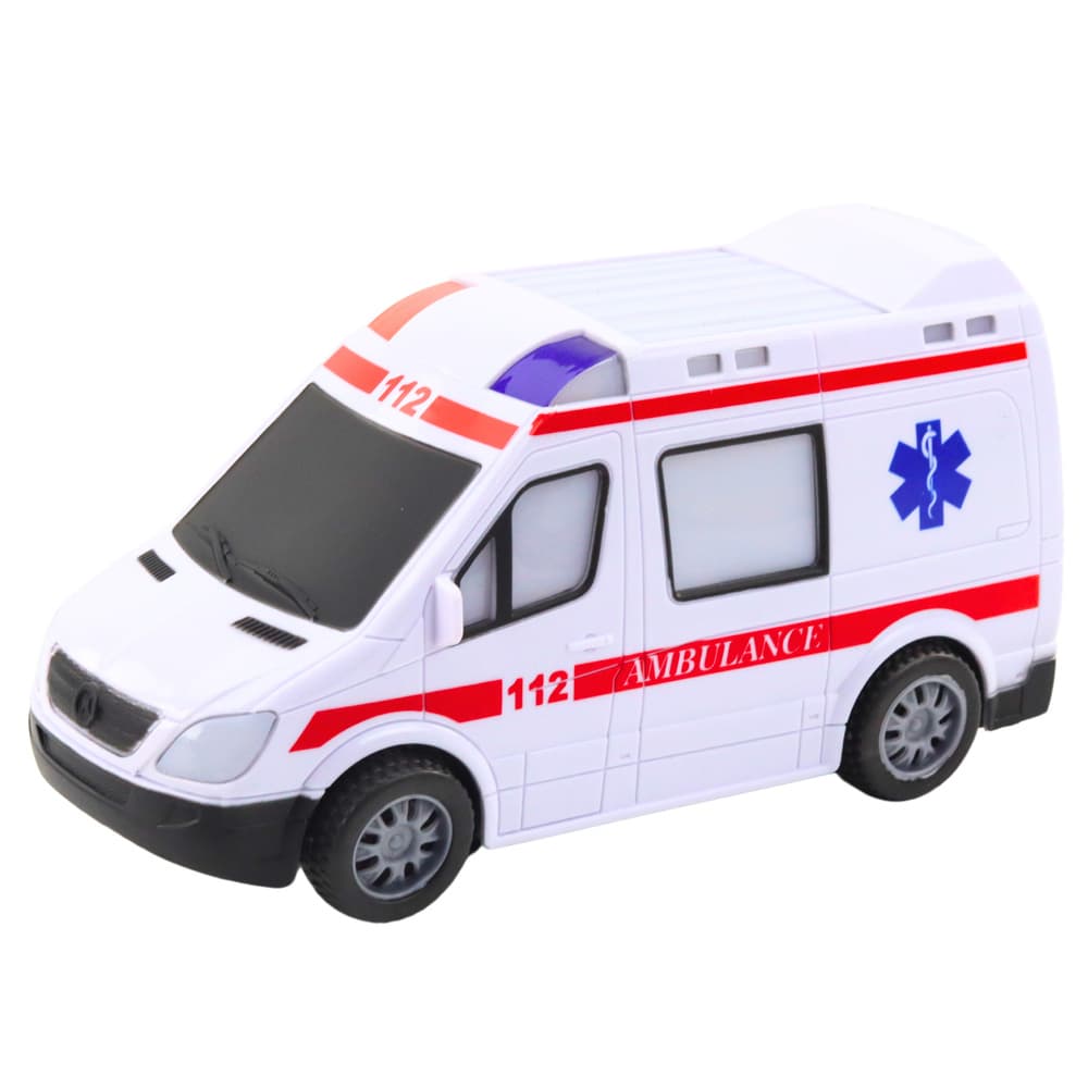 LEAN TOYS Reševalno vozilo na baterije, luči, zvoki, belo 2
