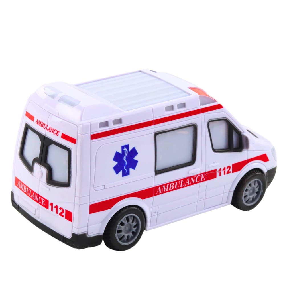 LEAN TOYS Reševalno vozilo na baterije, luči, zvoki, belo 3