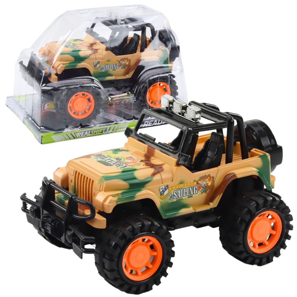 LEAN TOYS Velik vojaški terenski avto Off-Road, bež, 25 cm