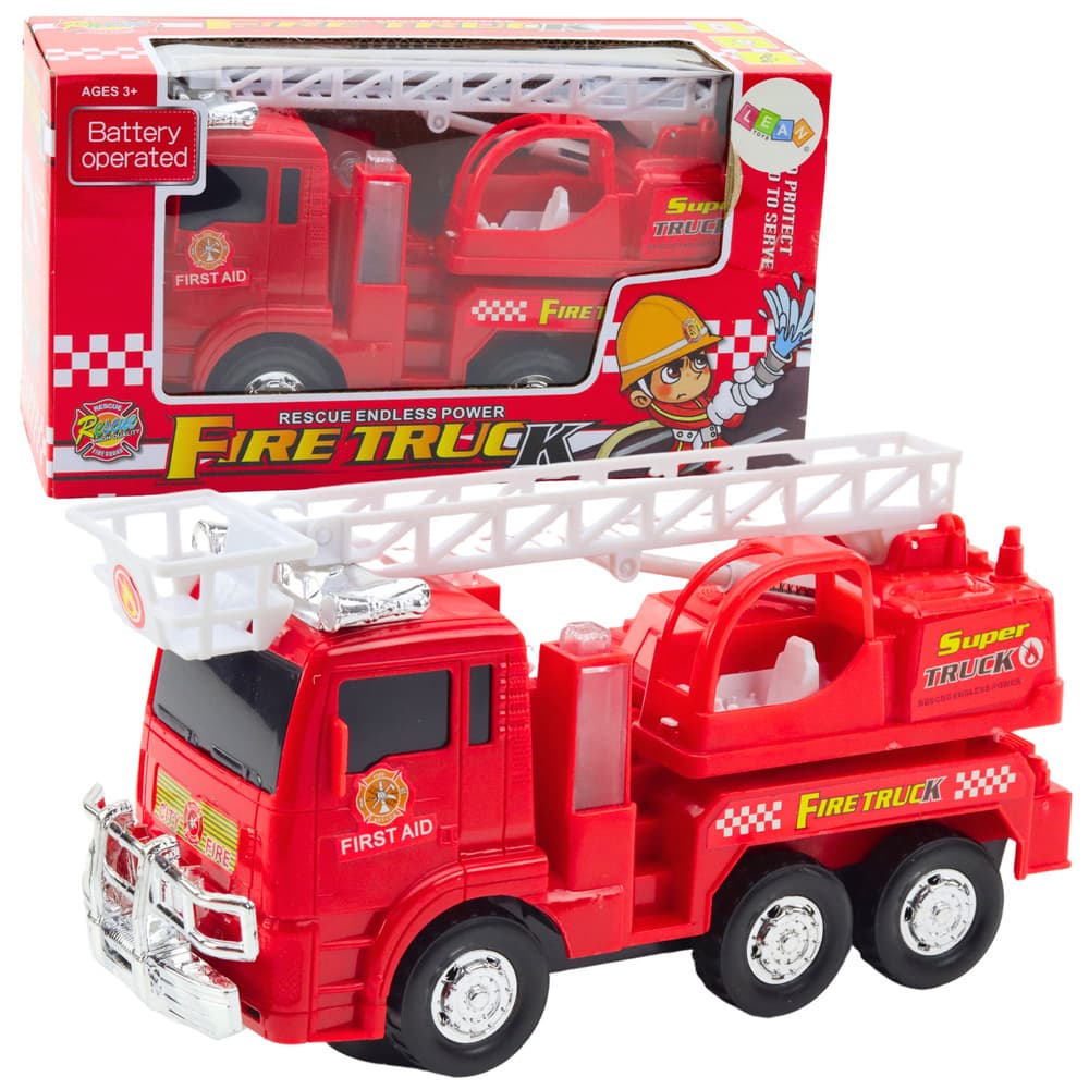 Gasilski avto z dvižno lestvijo, lučmi in zvoki - Lean Toys