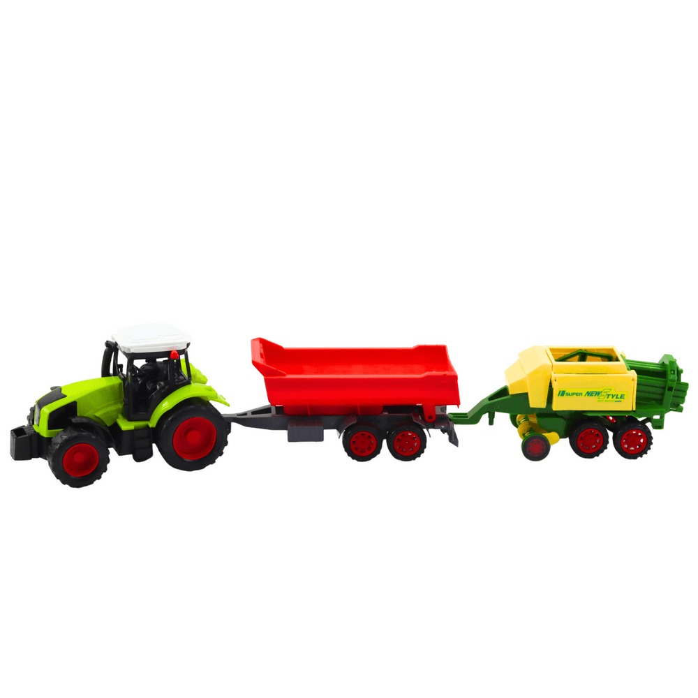 Traktorski set s prikolico in balirko - Lean Toys 2