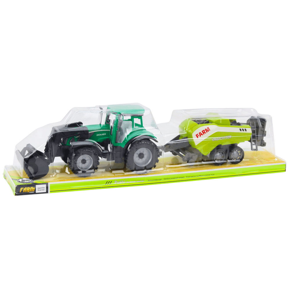 LEAN TOYS Traktorski set z nalagalnikom in balirko, zelen 5