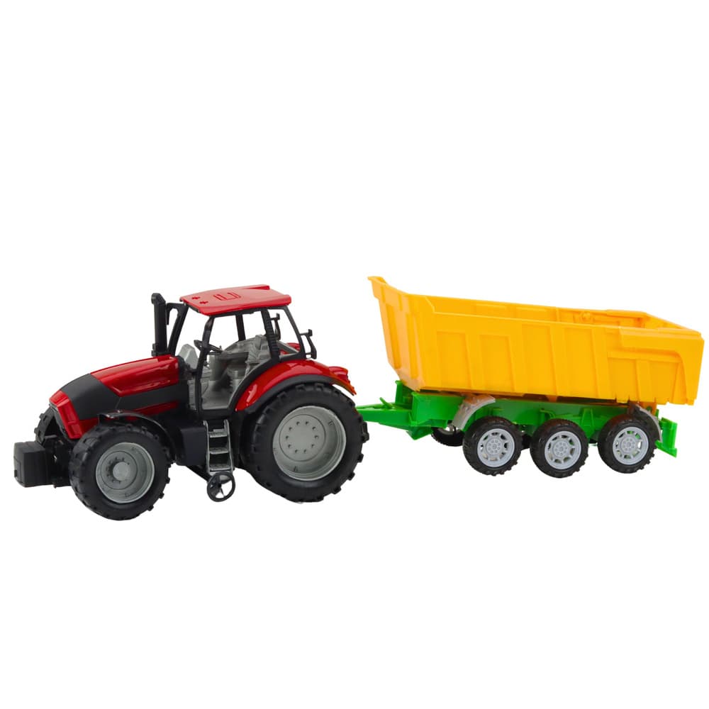 LEAN TOYS rdeči traktor z rumeno prikolico, 46 cm 2