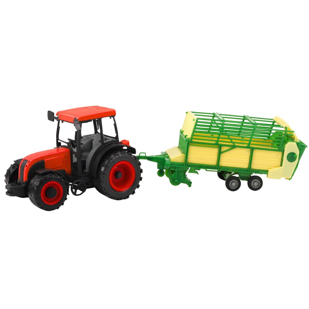 LEAN TOYS rdeči traktor z zeleno-rumeno prikolico, 50 cm 2