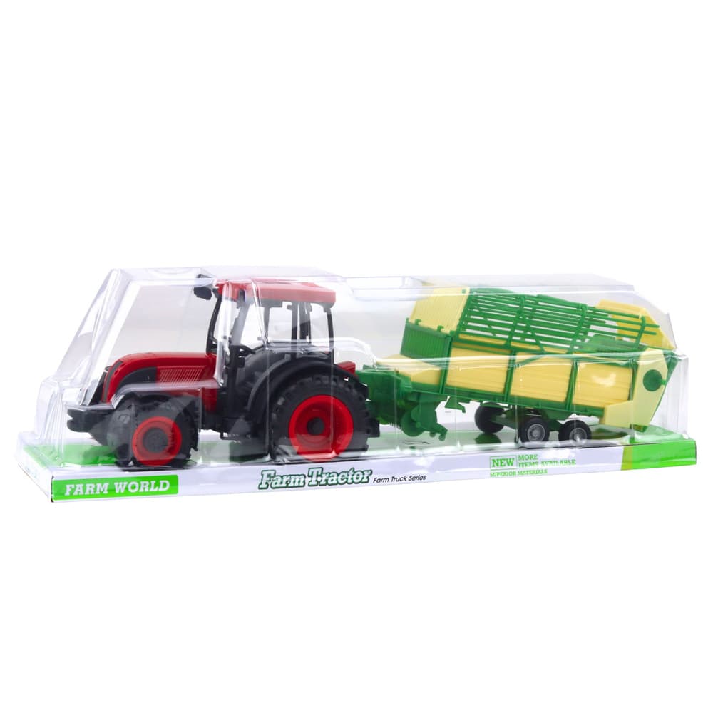 LEAN TOYS rdeči traktor z zeleno-rumeno prikolico, 50 cm 5