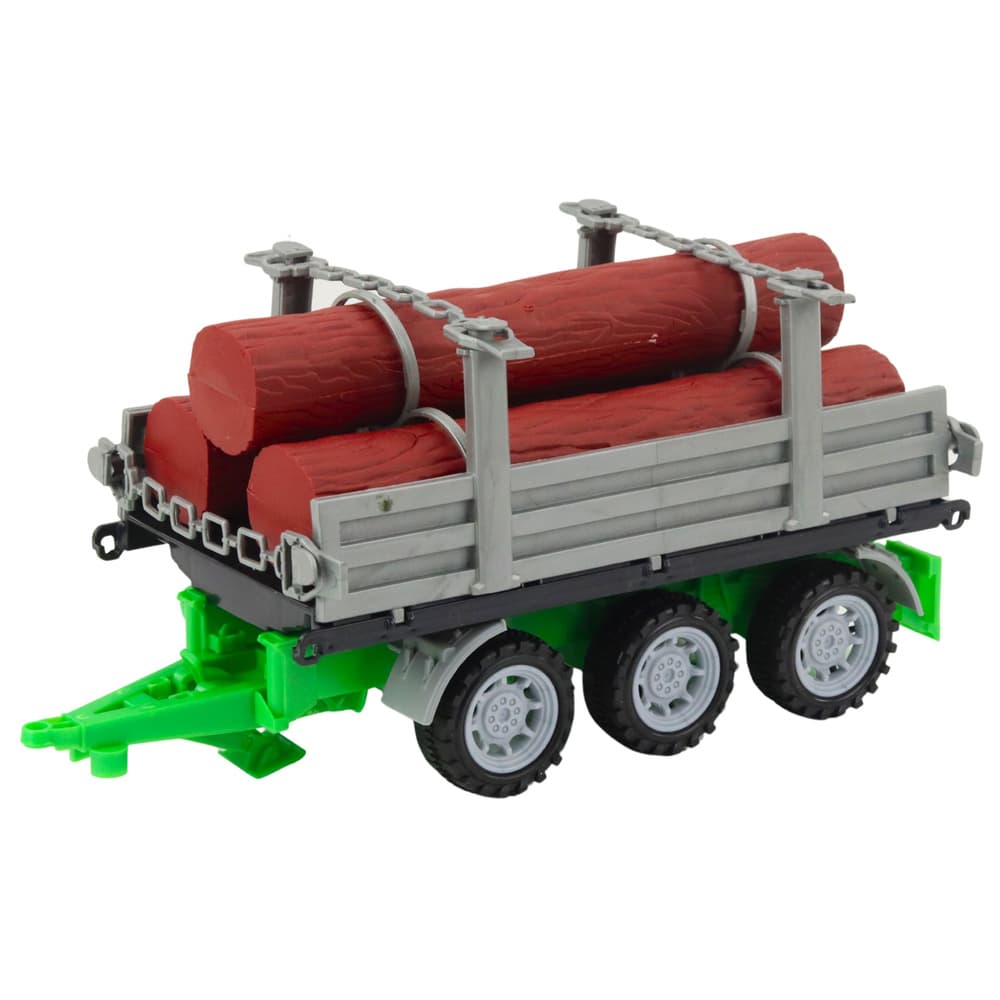 LEAN TOYS zeleni traktor s prikolico za drva, 47 cm 4
