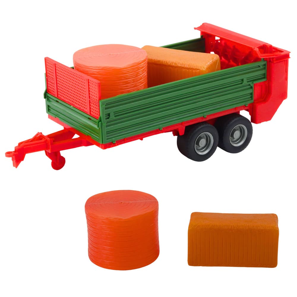 LEAN TOYS rdeči traktor z zeleno prikolico in senom, 62 cm 4