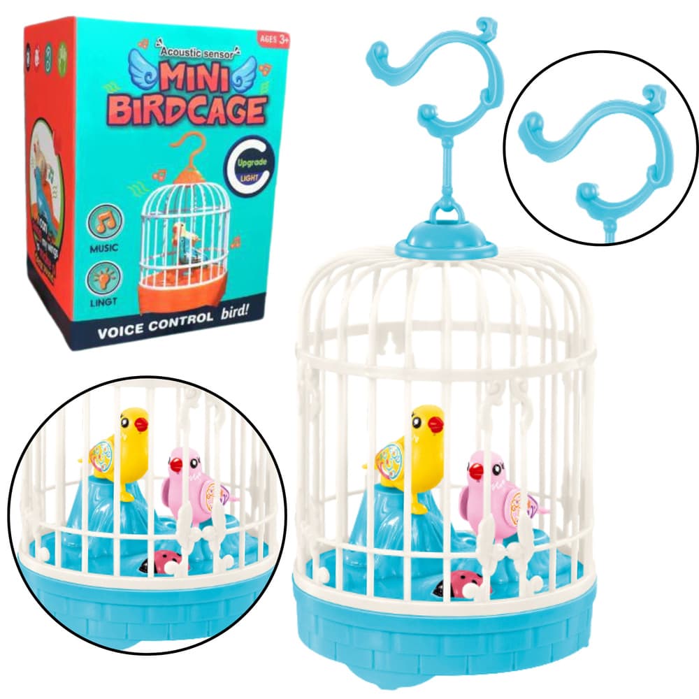 Ptice v kletki, zvočni in svetlobni efekti, modra - Lean Toys