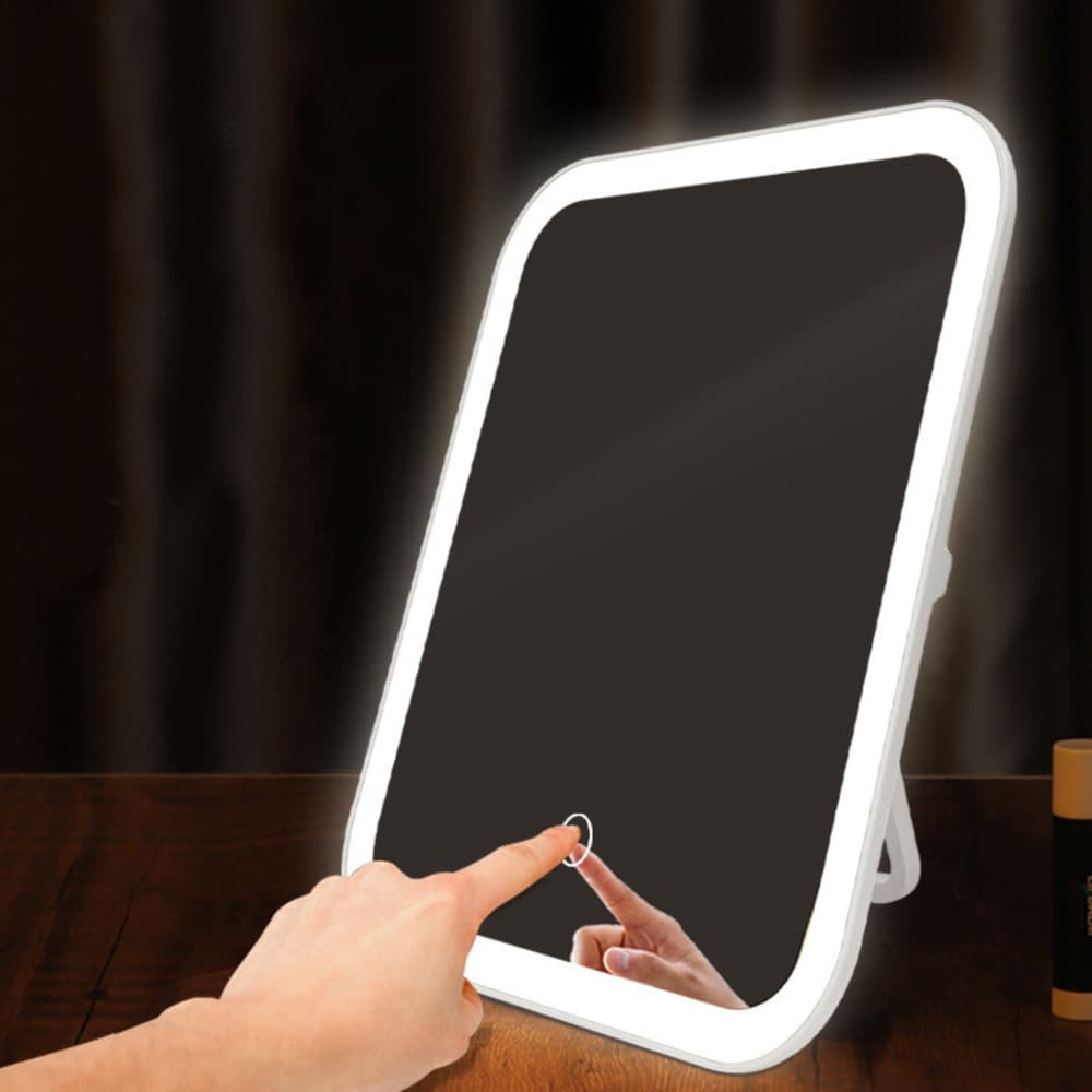LEAN Kozmetično ogledalo z LED osvetlitvijo, polnilno USB-C, belo 4