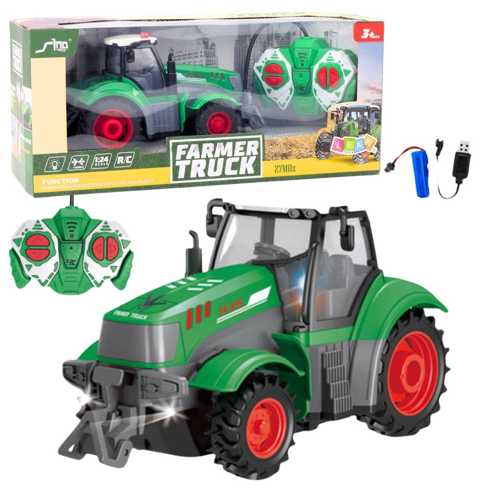 Daljinsko voden traktor LEAN TOYS RC Zelena 1:24