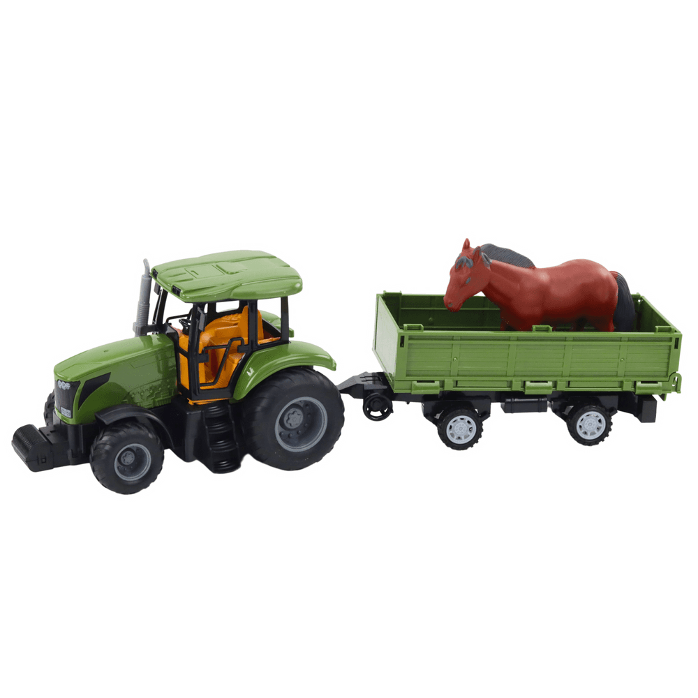 Daljinsko voden traktor s prikolico in konjem RC - Lean Toys 2
