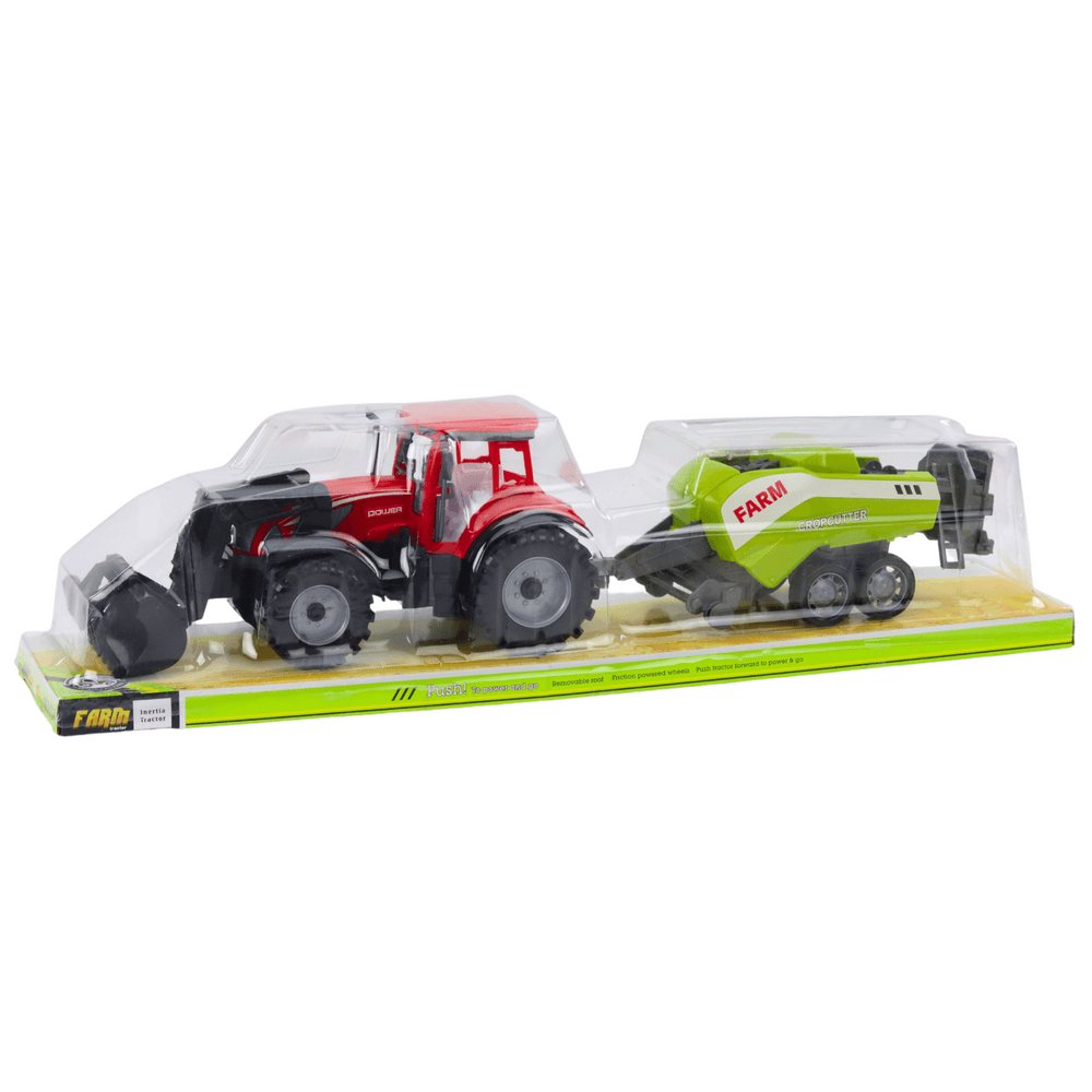 LEAN TOYS Traktorski set z nalagalnikom in balirko, rdeč 5