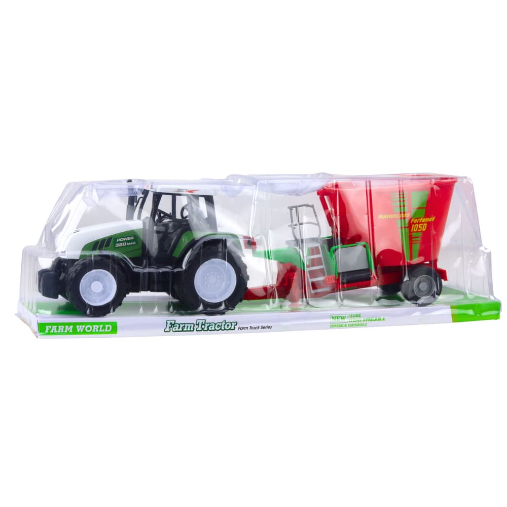 LEAN TOYS zeleni traktor s prikolico in mešalnikom krme, 50 cm 5