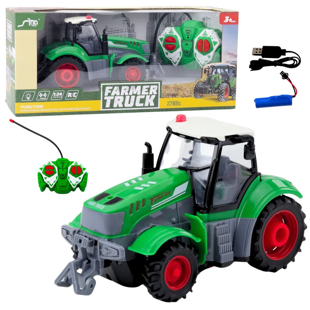 LEAN TOYS RC traktor kmetijski, zelen, 1:24
