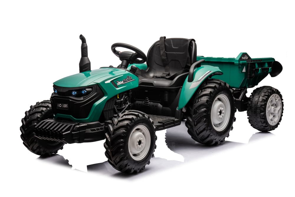 LEAN CARS Traktor na akumulator HC-306 z prikolico (temno zelena) 2