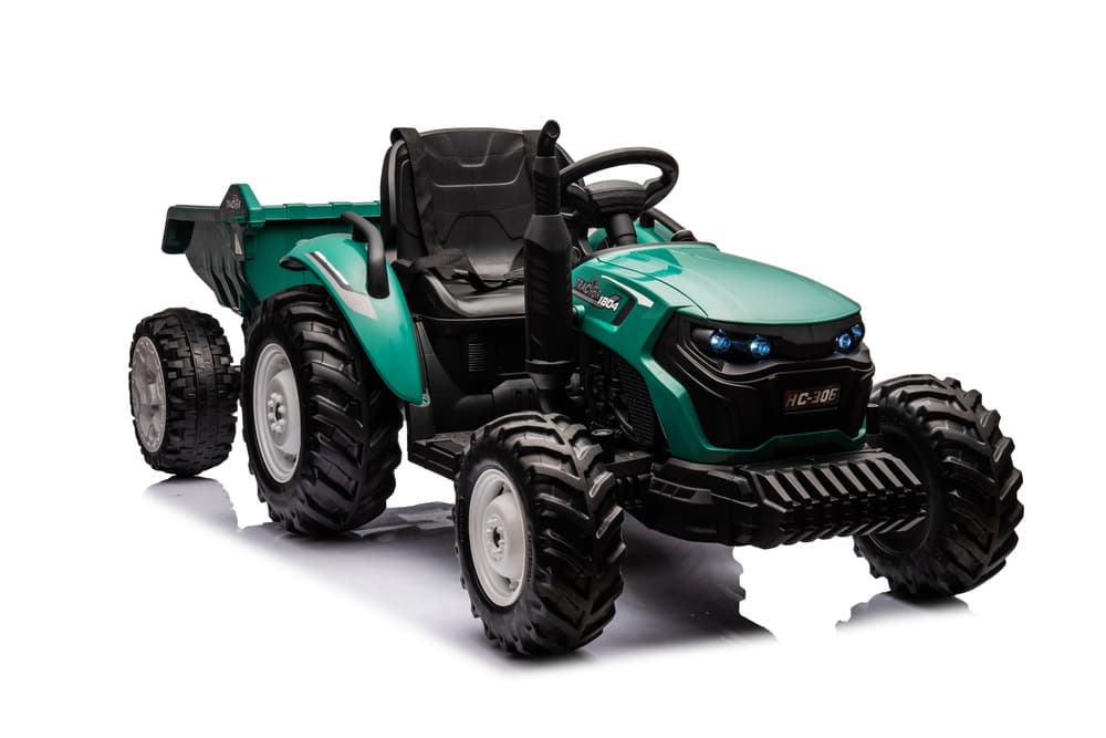 LEAN CARS Traktor na akumulator HC-306 z prikolico (temno zelena)