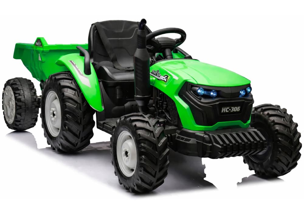 LEAN CARS Traktor na akumulator HC-306 z prikolico (svetlo zelena)
