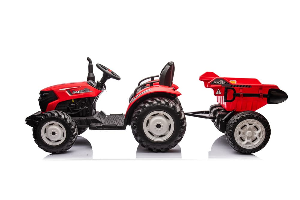 Traktor na akumulator HC-306 Rdeč z prikolico 24V 4