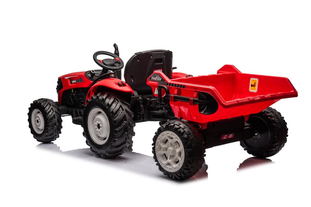 Traktor na akumulator HC-306 Rdeč z prikolico 24V 5
