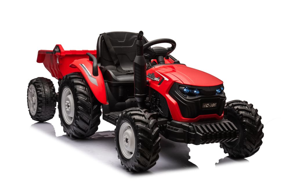Traktor na akumulator HC-306 Rdeč z prikolico 24V
