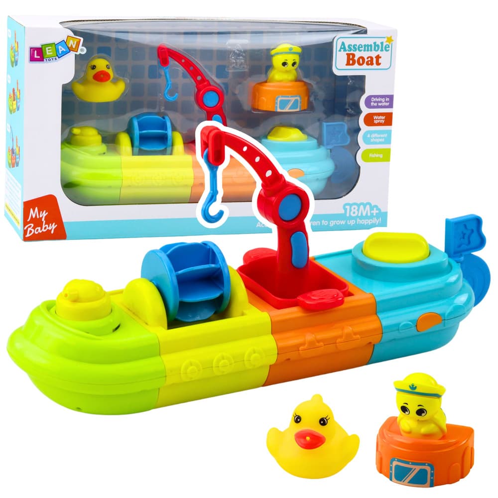 Ladja za kopanje LEAN TOYS z žerjavom, 3 ladje