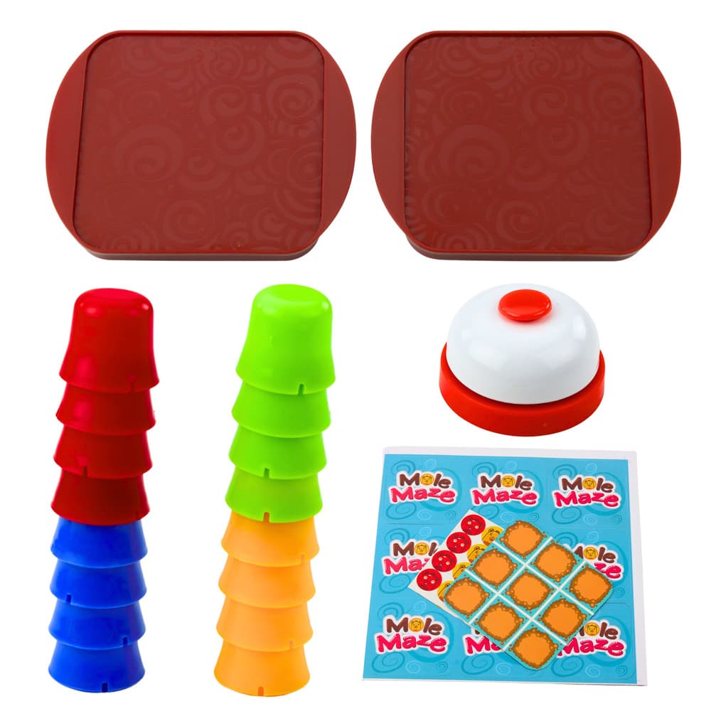 LEAN TOYS Logična igra "Mole Maze" 2v1: Hitri lončki + Križci-krožci 4