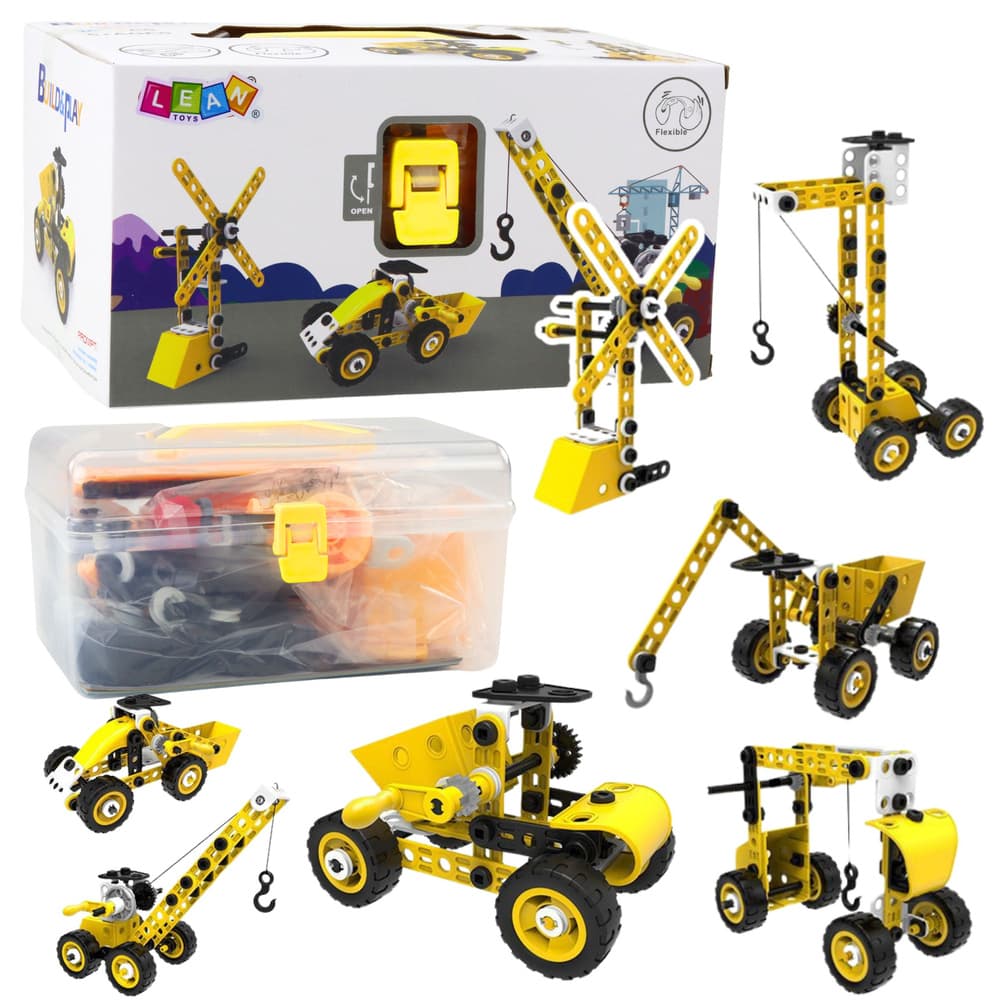 LEAN TOYS Konstrukcijski kompleti, gradbeni stroji 8v1, 100 delov